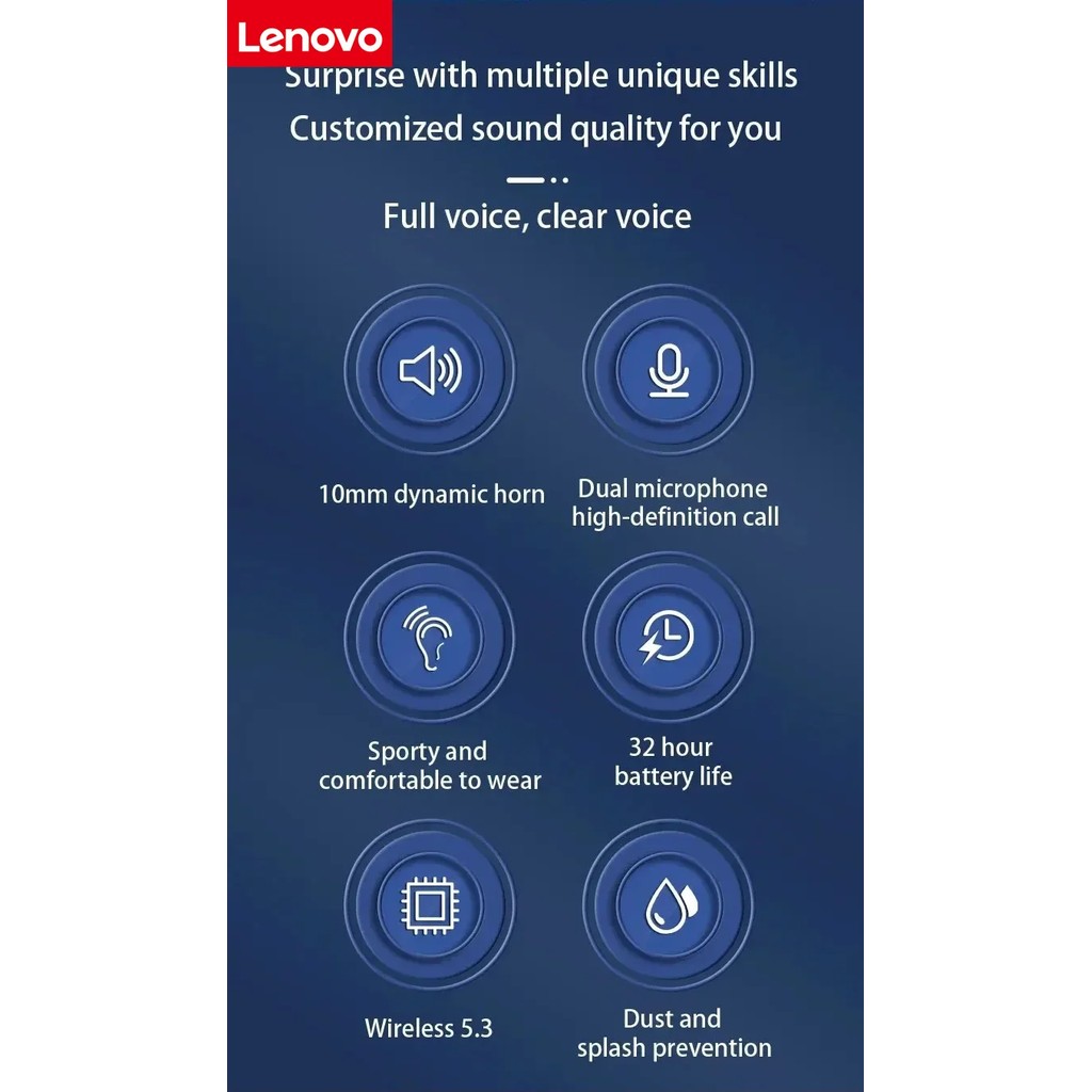 Lenovo Open-back Wireless Bluetooth Headphone Earhook Design Noise Cancelling Waterproof Headphone