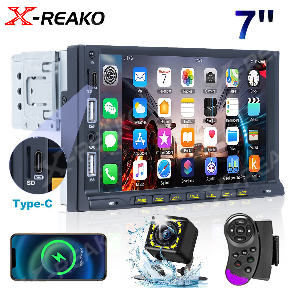 X-REAKO 1 Din Radio Mobil 7 "HD Autoradio Multimedia MP5 Player Layar Sentuh MirrorLink Audio Stereo