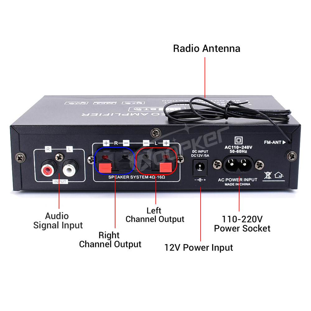 Auto-partner 800W Digital Amplifiers 100-240V /12V Bass Audio Power Bluetooth AMP Hifi FM Subwoofer