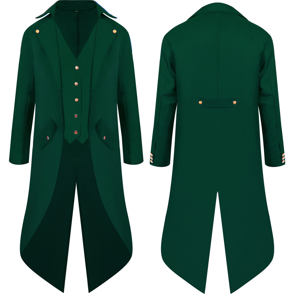 Men Victorian Gothic Jacket Coat Swallowtail Dust Steampunk Palace Uniform New Medieval Retro Tuxedo
