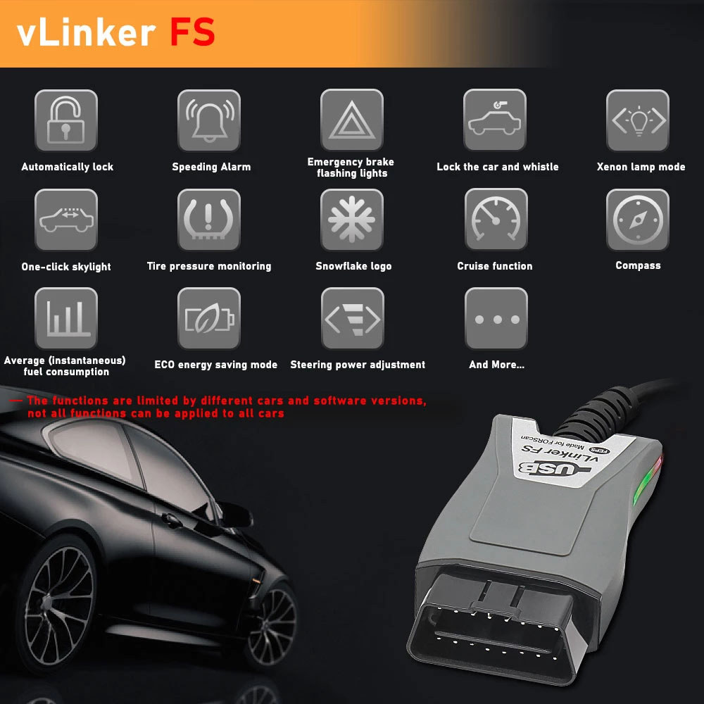 Professional OBD2 Automotive Scanner Vgate Vlinker FS ELM327 USB FORScan OBD2 Car Diagnostic Tools