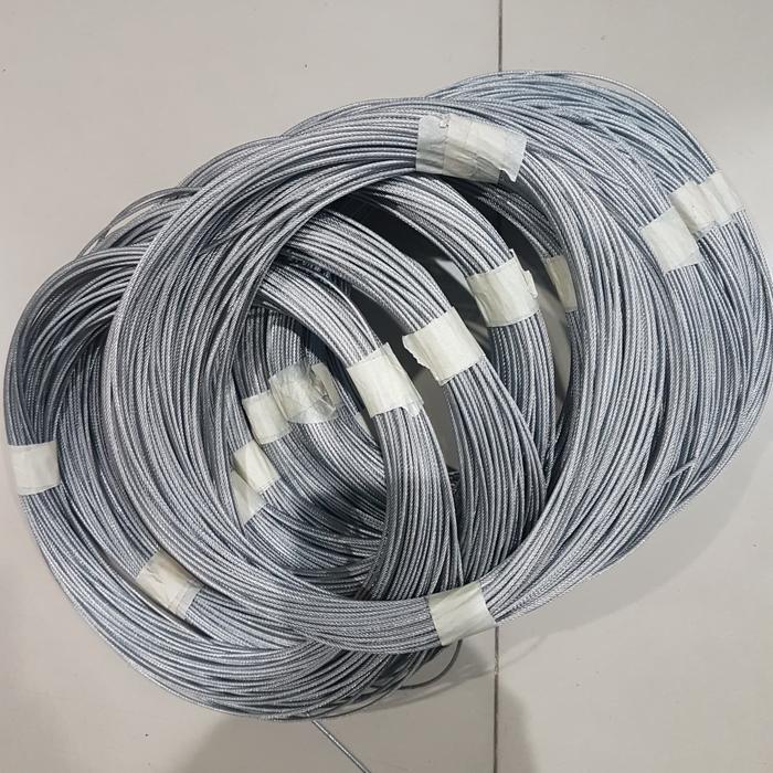 Tali Kawat Baja / Cable Kabel Seling / Sling Baja 2 MM / Anti Karat / Lapis PVC .