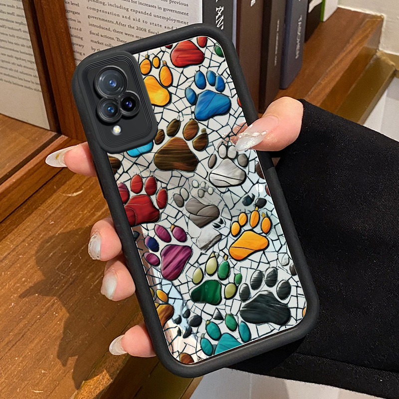 Casing Hp VIVO V21 5G V21s 5G V21E Y73 2021 Case Jejak cakaran kucing Mirror Kasing silikon cocok pr