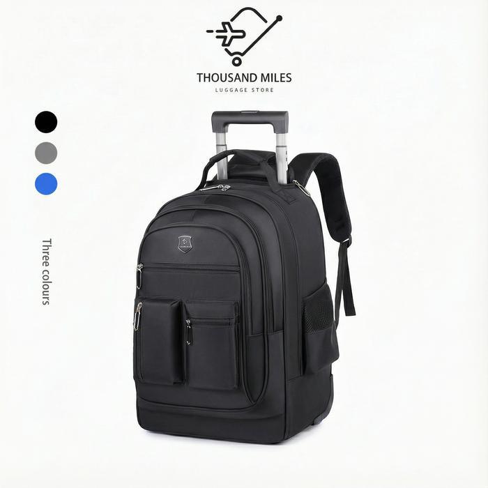 THOUSAND MILES TAS TRAVEL KAPASITAS BESAR - TAS RANSEL TROLI IMPOR TAS PRIA 2 RODA - DENGAN TROLI