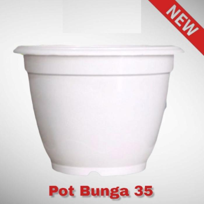 Raja Indo Pot Tebal Pot Bunga Putih 35 Strawberry Pot Tanaman Plastik Besar