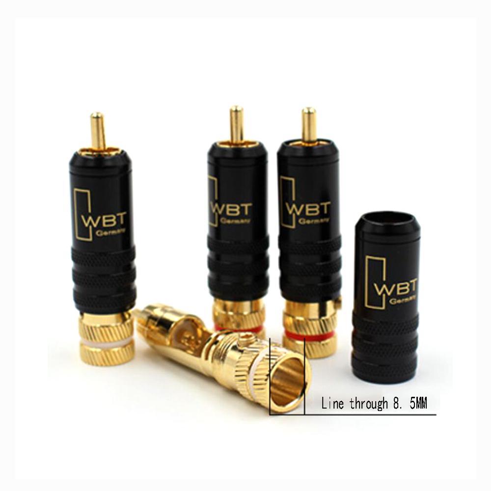4 pcs Hifi RCA Connector Mnnly WBT-0144 Signal Line Connector WBT 0144 RCA Connector Lotus Head Copp