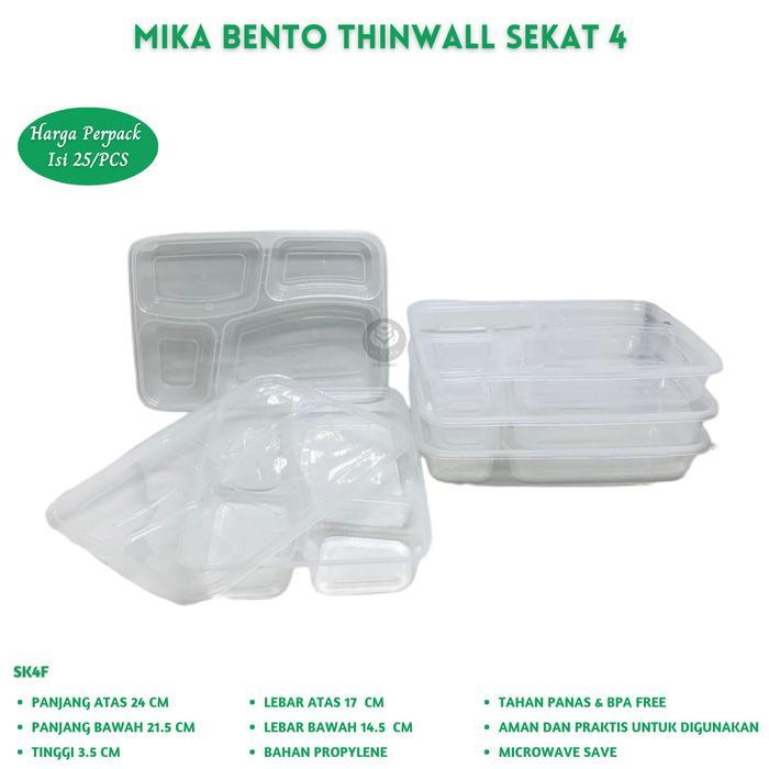 Mika Bento Sekat 4 Mika Bento Flat (Isi 25 Pcs-SK4F)