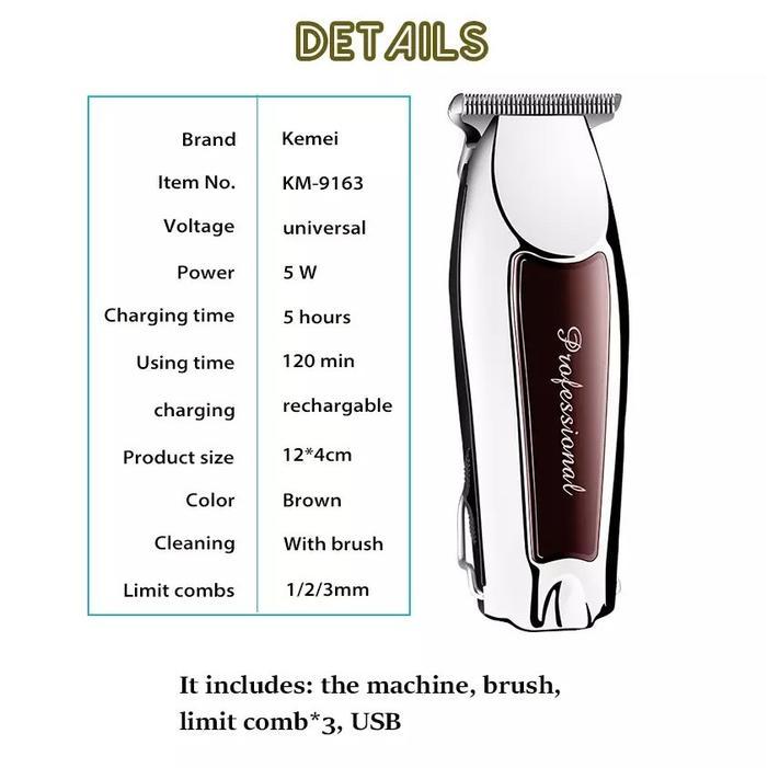 Kemei 9163 Alat Cukur Rambut Kemei Km-9163 Hair Clipper Trimmer Km 9163 Wireless Mesin Cukur