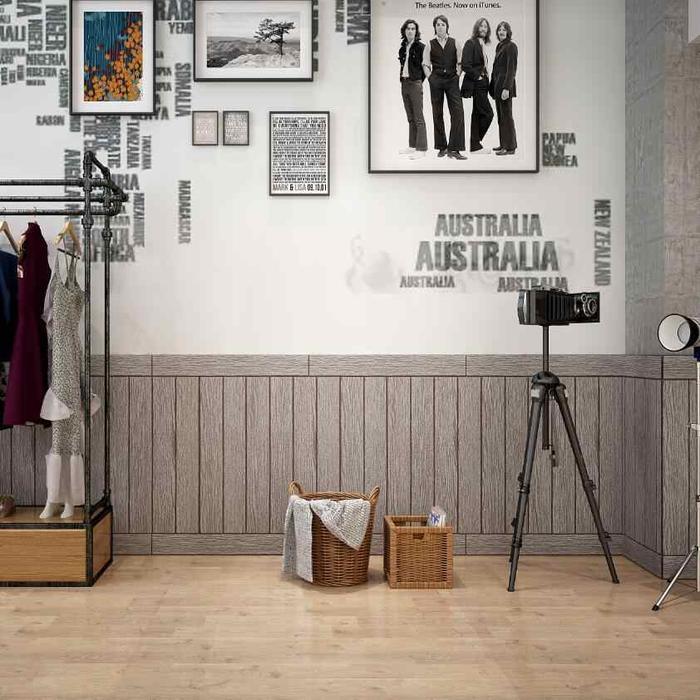 "New" wallpaper dinding sticker foam 3D motif kayu