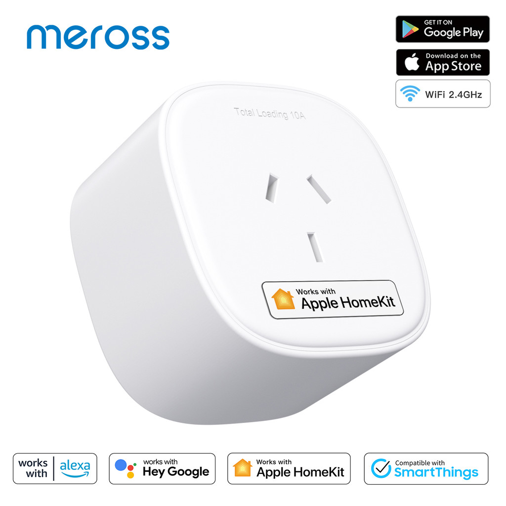 Meross HomeKit Smart Plug AU Plug WiFi Outlet with Timer Function Work with 4ppl3 HomeKit Siri Alexa