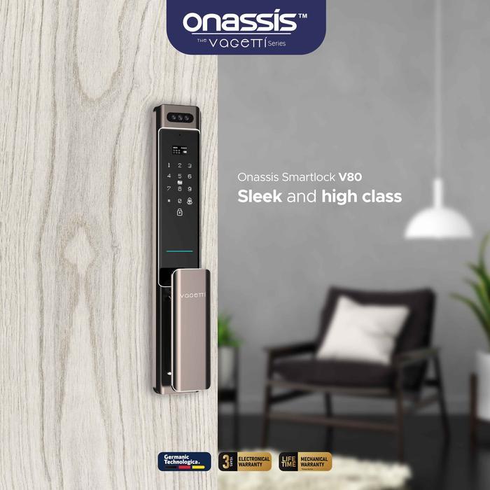 ONASSIS VAGETTI SMART LOCK V80 PRO - KUNCI PINTU DIGITAL FACE UNLOCK 3D SIDIK JARI APP CONTROL