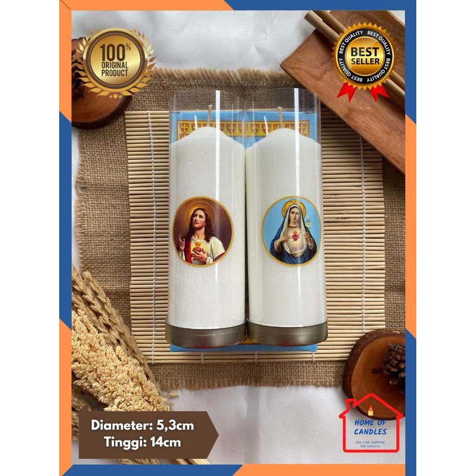 Lilin Doa Yesus dan Maria (2pcs) Lilin Gereja Lilin Rohani Lilin