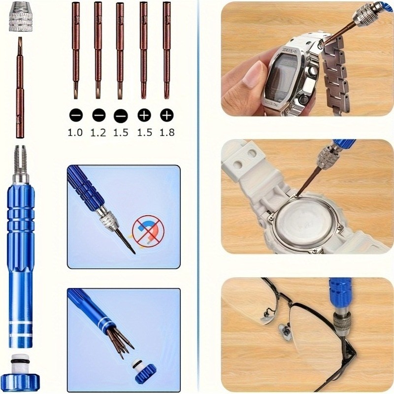 212pcs Watch Opener Repair Tool Kit Clock Pry Knife Screwdriver Pin Hammer Set Watchmaker Band Link