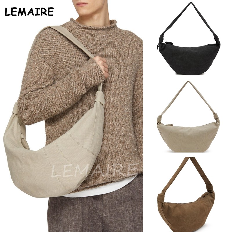 LEMAIRE Original 2025 Croissant Handbag Washed Canvas Large Capacity Casual Shoulder Bag Fashionable