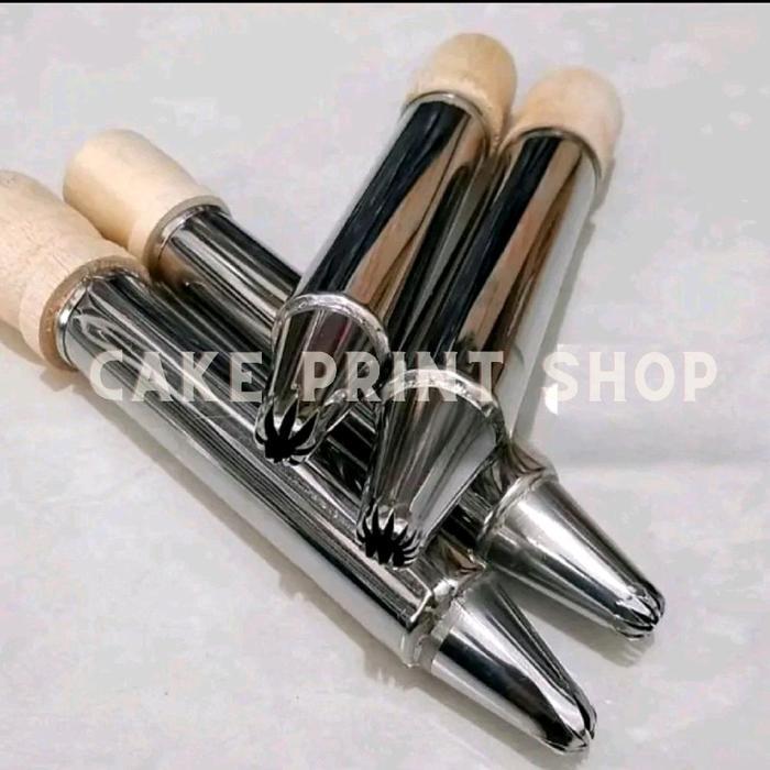 Cetakan Kue Semprit Dorongan Kayu Spuit Dorong Kayu Bahan Stainlees steel / Spuit Dahlia Kitchenware