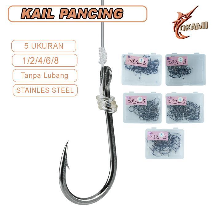 Set Kail 5 Ukuran Mata Kail Pancing High Carbon Stell Kail Mancing Tajam (Tanpa Lubang) YG5202