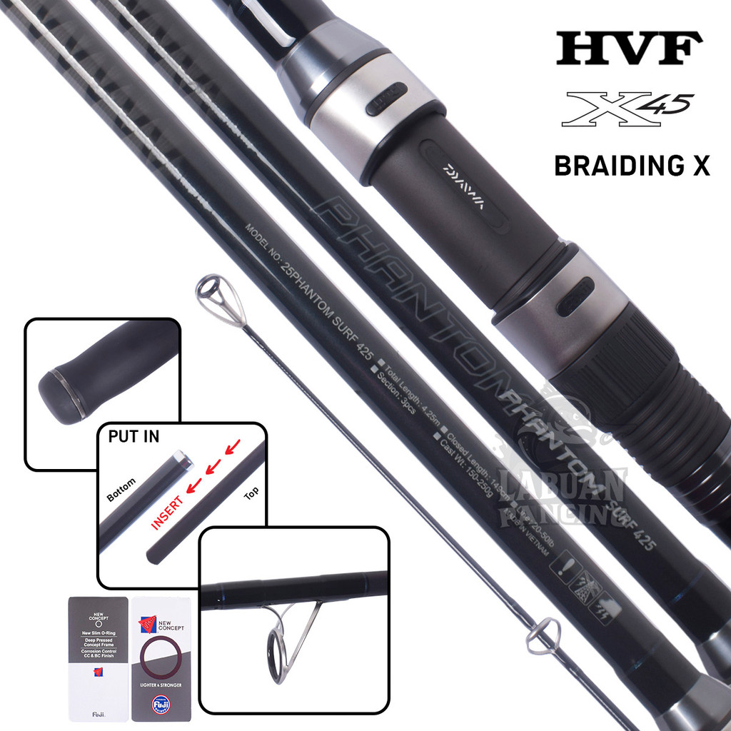 Joran Daiwa Phantom Surf 2025 | 425CM 450CM 480CM | Ring Full Fuji | Joran Pasiran | Bergaransi Labu