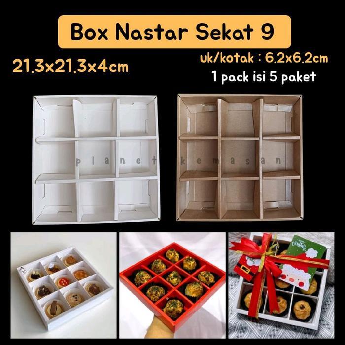[ISI 5pc] BOX NASTAR SEKAT 9 DUS SEKAT 9 KRAFT COKLAT BOX KUE KERING SEKAT 9