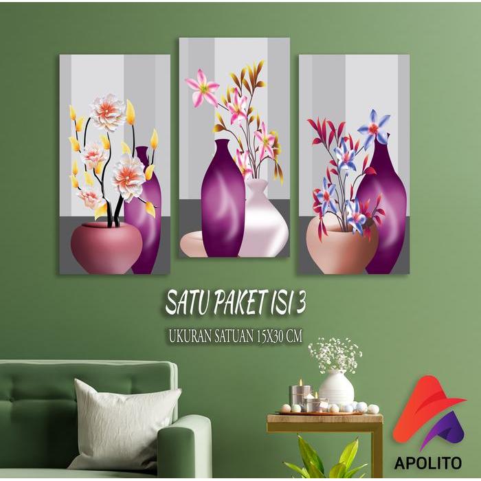 HIASAN DINDING SET ISI 3 BUNGA POT AESTHETIC PAJANGAN DINDING BUNGA POT AESTHETIC WALL DECOR (1 SET