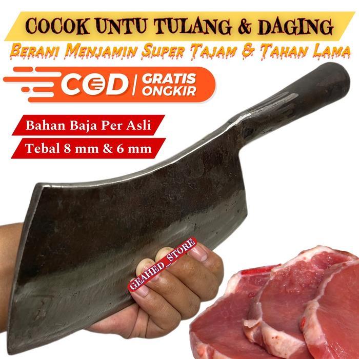 Pisau Daging Baja Pisau Cacah Cincang Daging Tulang Baja Per Pisau Penjual Daging Di pasar / Pisau