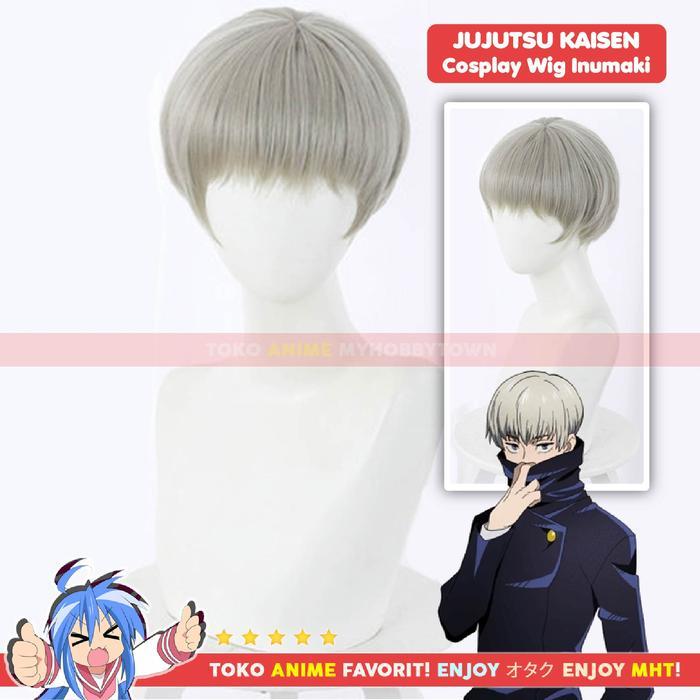 Wig Cosplay Anime Jujutsu Kaisen : Inumaki Toge Rambut Palsu