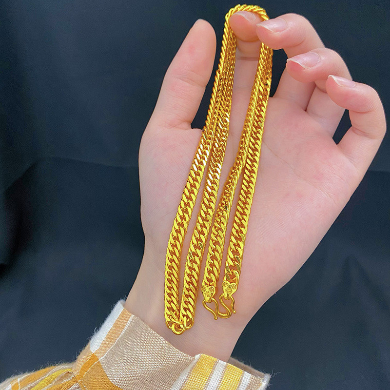 Horsewhip Boss Necklace Men & Women 24K Gold AU999 - Bold chain, stylish boss design, 24K AU999