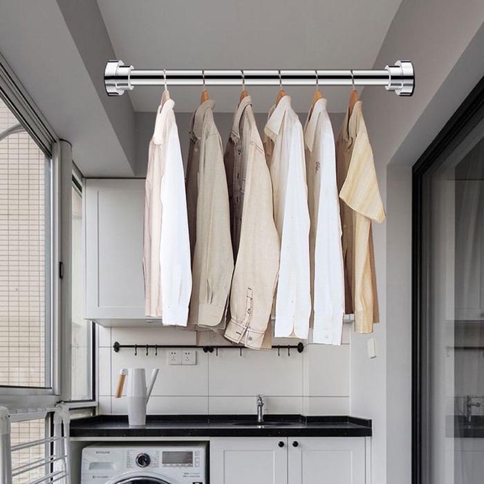 ZEY - Tiang Hordeng Fleksibel Besi Gorden Pipa Gantungan Kamar Mandi Lemari Gawang Baju Tiang gorden