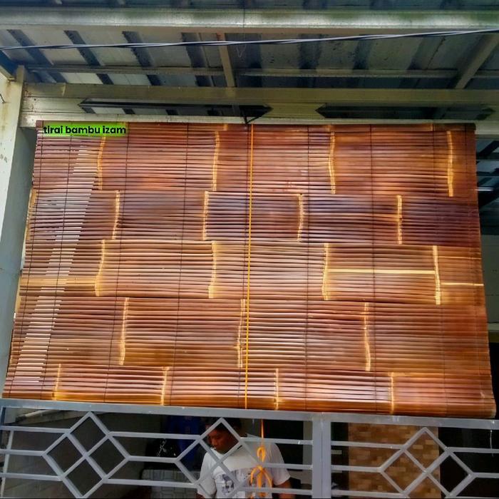 Tirai Bambu Hitam L 2M X P 2M Kerai Tirai Bambu Gulung Outdoor Bambu Wulung Kray Tirai Kerai Kerei