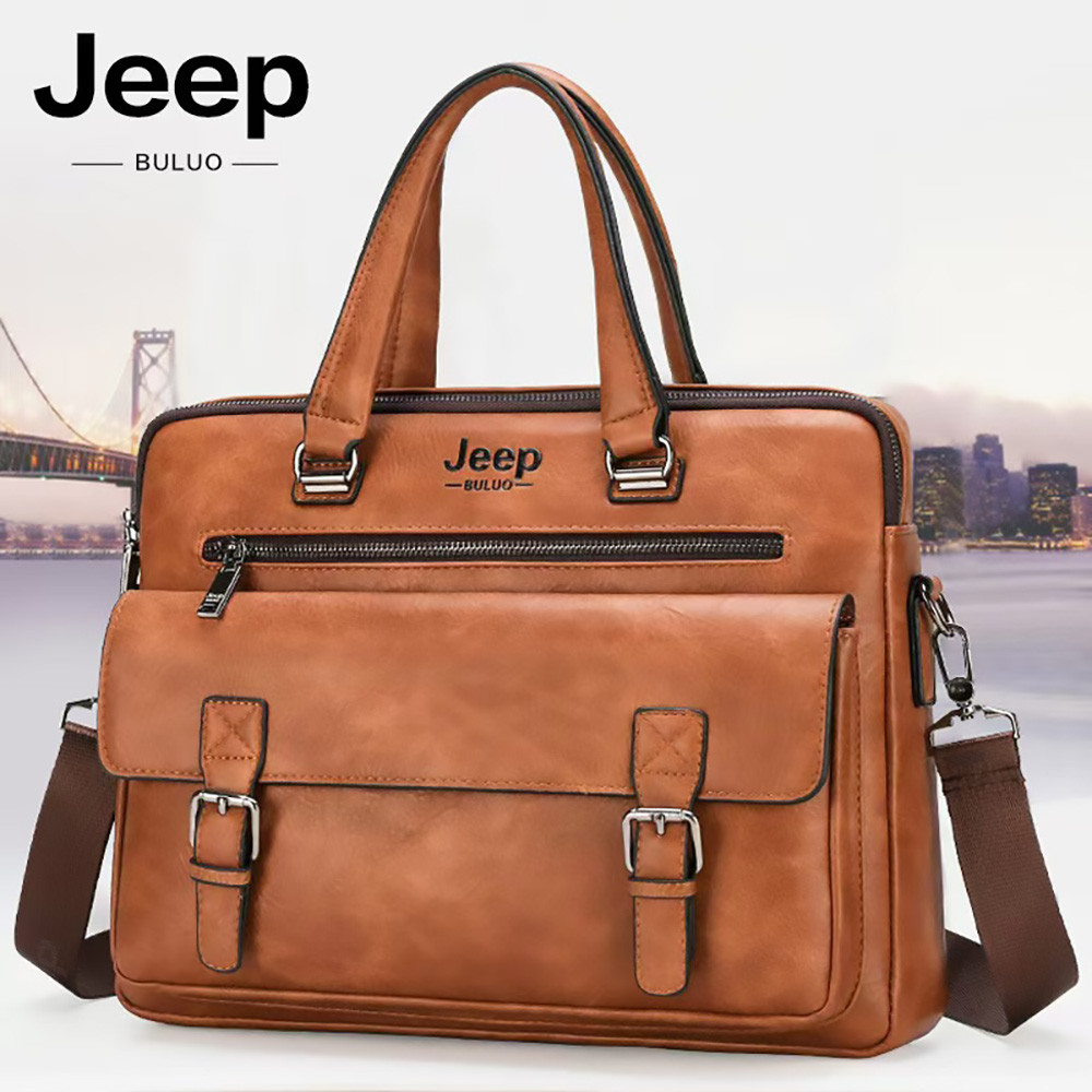 Men's briefcase, business backpack, large capacity hand-held shoulder bag, diagonal cross, Jeep