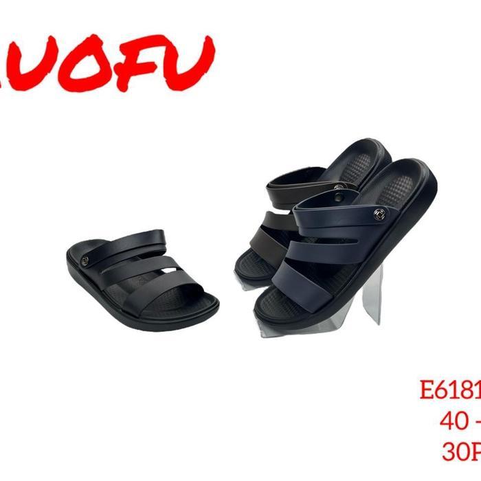 SANDAL COWOK MEREK LUOFU MODEL SANDAL DENGAN TALI BELAKANG BAHAN KARET JELLY KUALITAS ORIGINAL