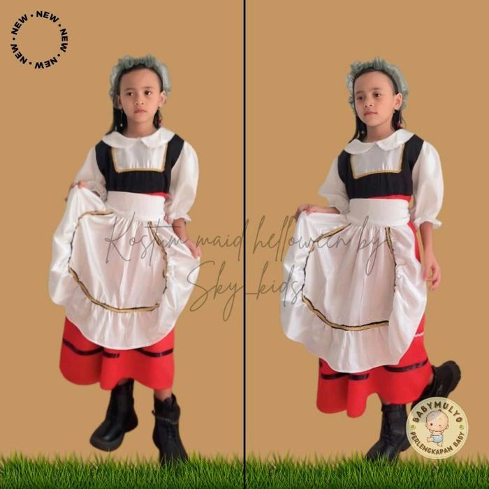 New Collection Kostum Cosplay Maid Helloween Anak dan Dewasa Costume