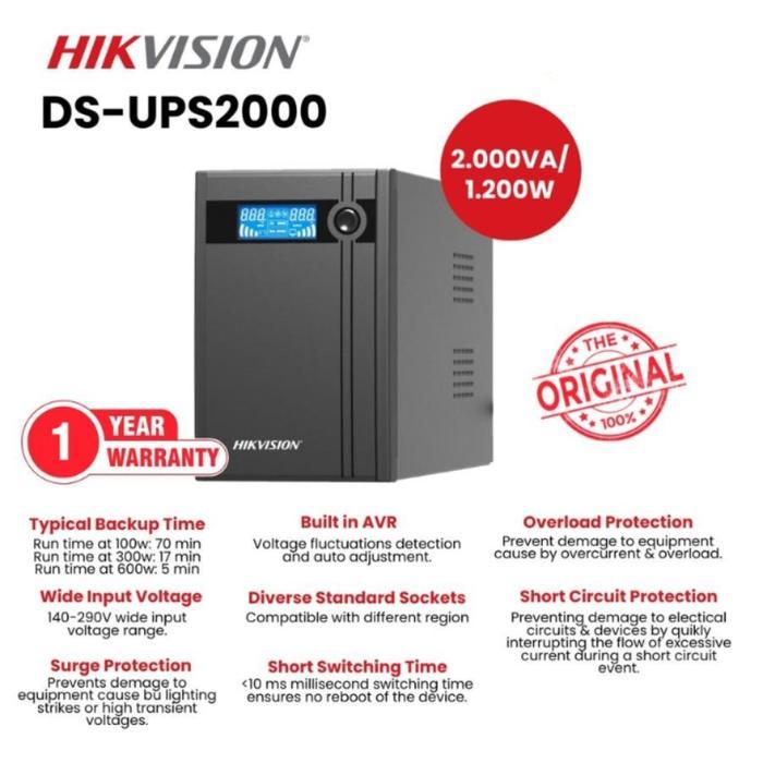 UPS HIKVISION DS-UPS600 VA/ 360 WATT - DS-UPS1000 VA / 600 WATT - DS-UPS2000 VA / 1200 WATT POWER