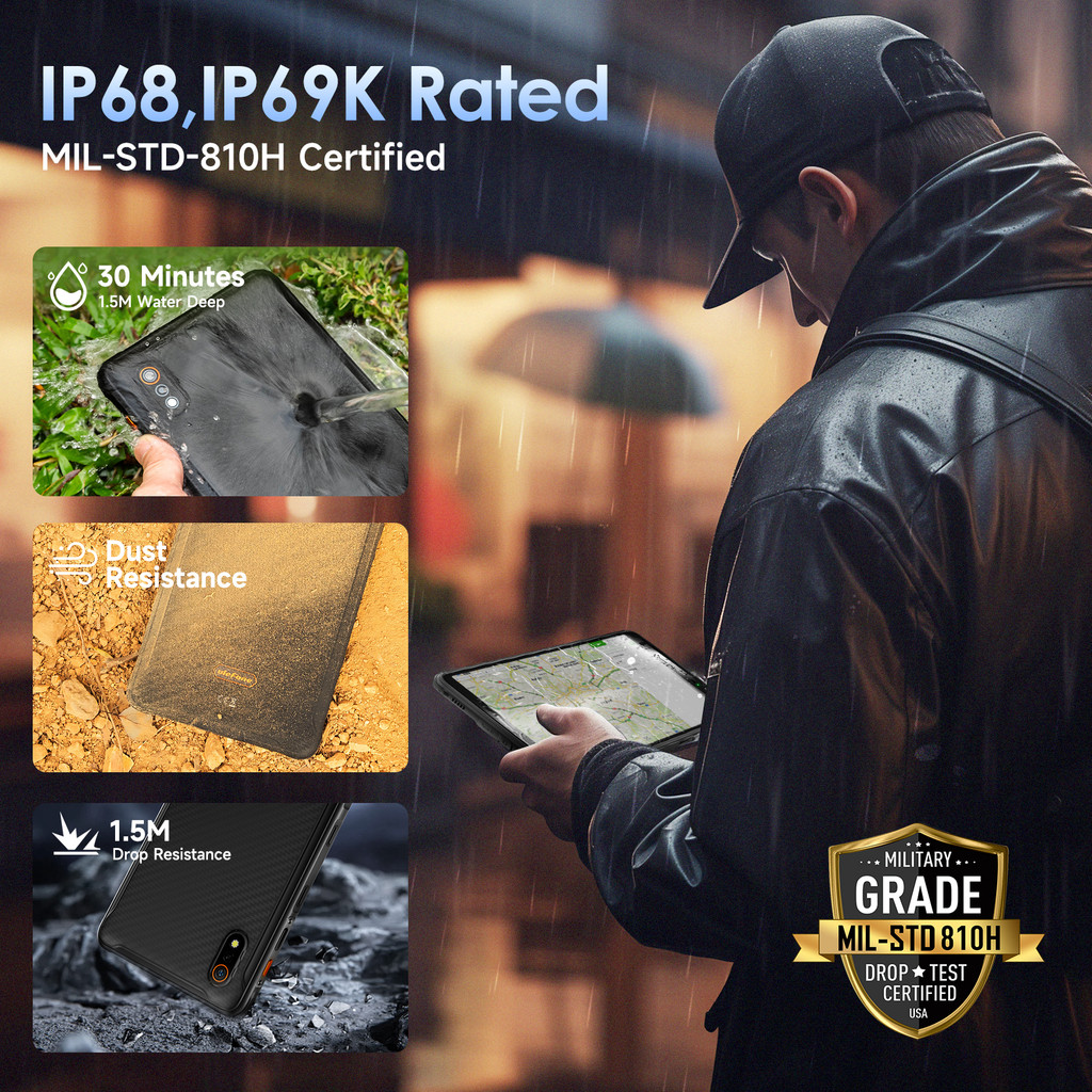 Ulefone Armor Pad Pro Rugged Tablet IP68/IP69K 4G MT8788 Tablet 16GB RAM(8+8GB RAM) 128GB ROM 48MP
