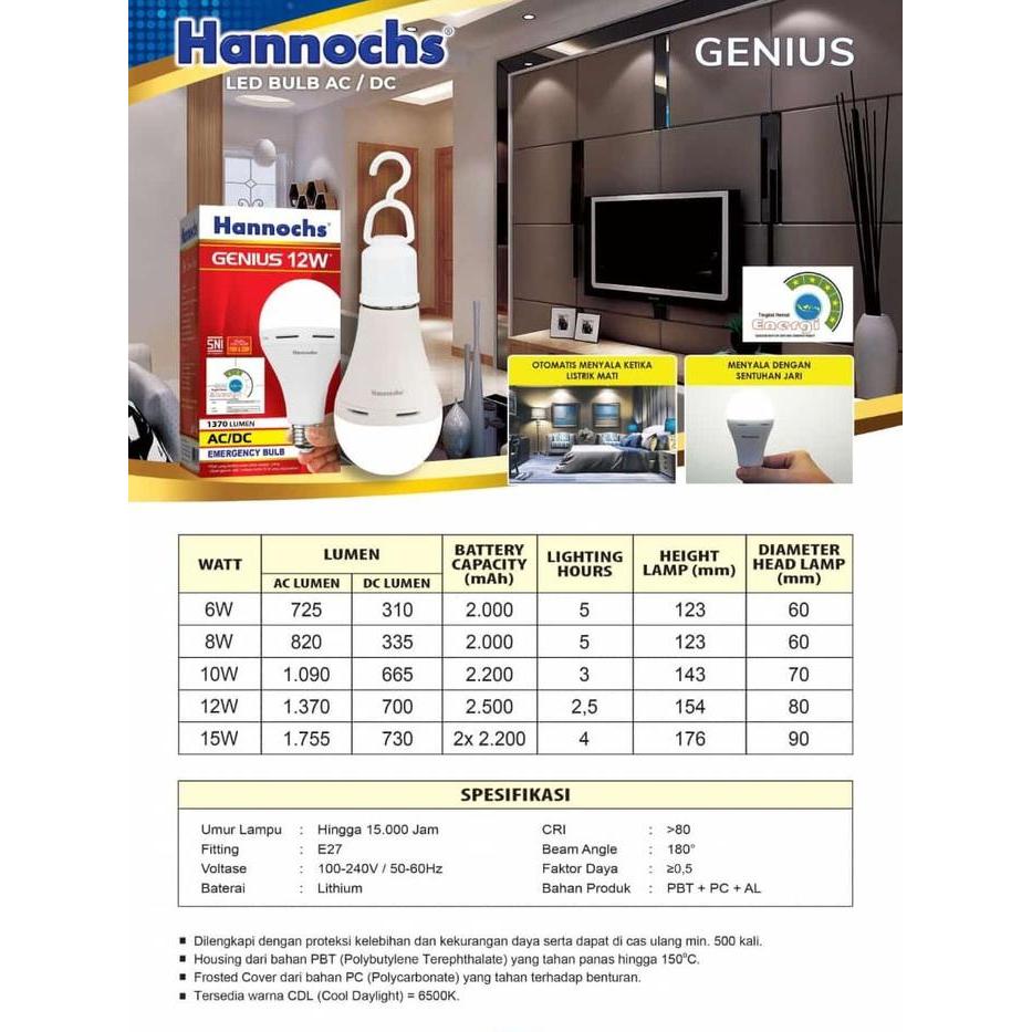 Bohlam Emergency Hannochs Genius Lampu Emergency Hannochs Bohlam Led Pasti Diskon
