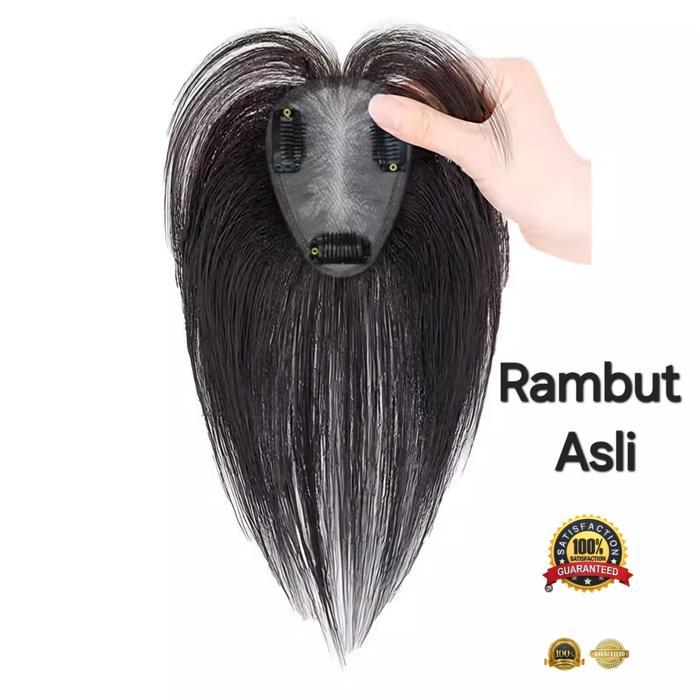 WIG TOUPEE KLIP RAMBUT ASLI REAL WIG PENUTUP UBAN BOTAK RAMBUT TIPIS PREMIUM EKSTENSION RAMBUT