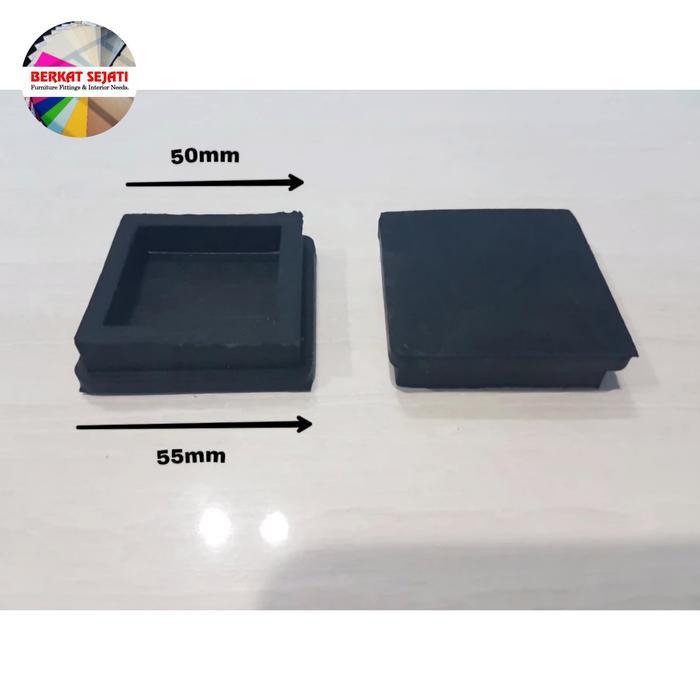Alas Kaki Anti Slip KARET KOTAK Kursi Meja 50 x 50mm Tutup Pipa Hollow .