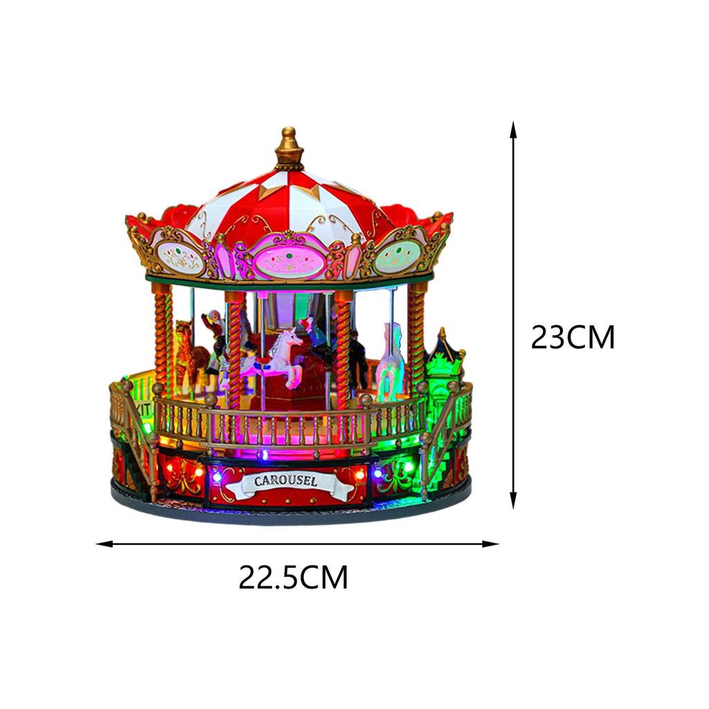 Christmas Carousel Music Box Carousel Figurine Animated Rotatable Table