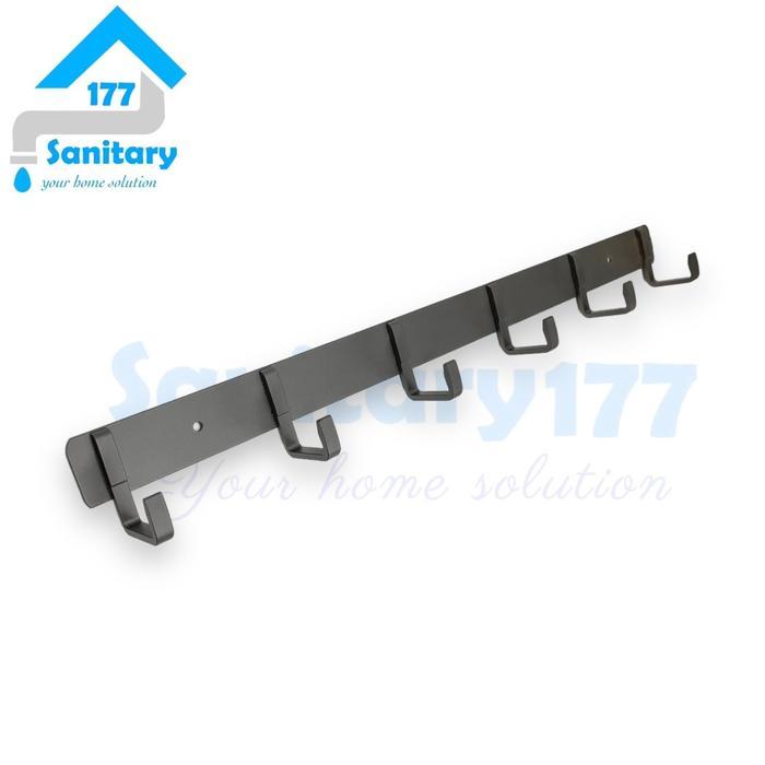 ASLI Kapstok 6kait grey abu aluminium-gantungan baju kitchen set gray READY STOCK