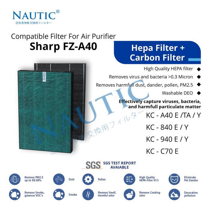 Hepa Filter SHARP KC-A40Y KC-940E KC-840E KC-C70 FZ-A40HFE FZ-A40DFE