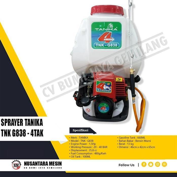 BERMUTU MESIN SEMPROT HAMA / KNAPSACK POWER SPRAYER TANIKA TNK G838 - 4TAK