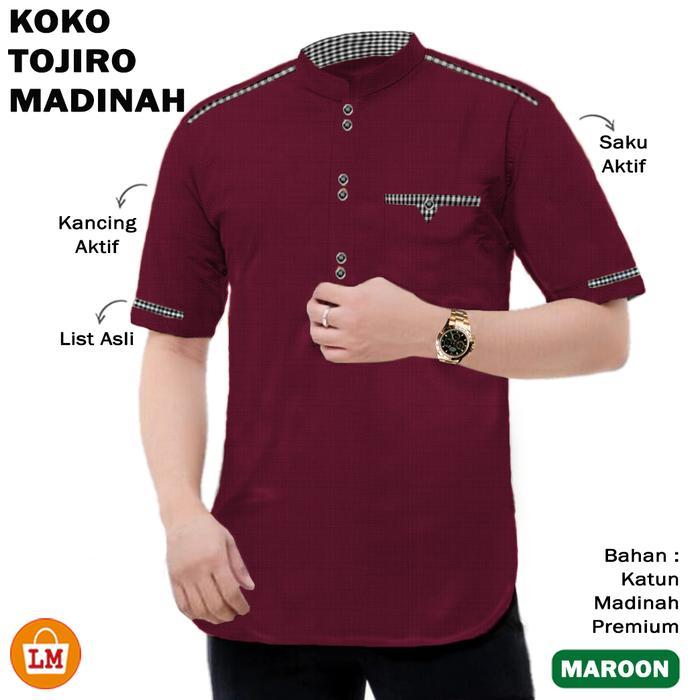 BAJU KOKO PRIA MUSLIM TOJIRO MADINAH PREMIUM LENGAN PENDEK/18849-18855