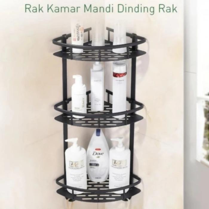 RAK TOILET SUDUT 3 SUSUN HITAM/RAK SABUN SUDUT 3 SUSUN BLACK