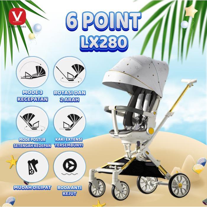 Top VBABY CARE Kereta Dorong Datar Berbaring Dua Arah Dilipat VBABY-LX280