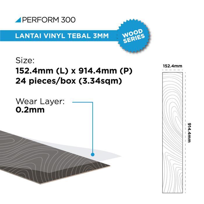 TACO Lantai Vinyl 3mm Motif Kayu per 1 box (Isi 24 lembar / 3,34 m²) - TV 3029 Summer Teak