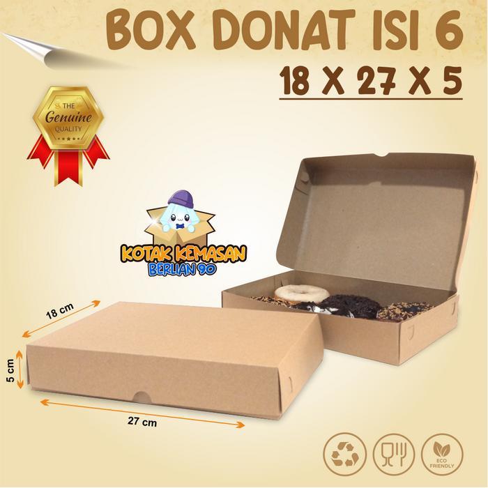 Box donat polos isi 6 kraft laminasi packaging donat dus kemasan donat isi 50 Kitchenware POLOS