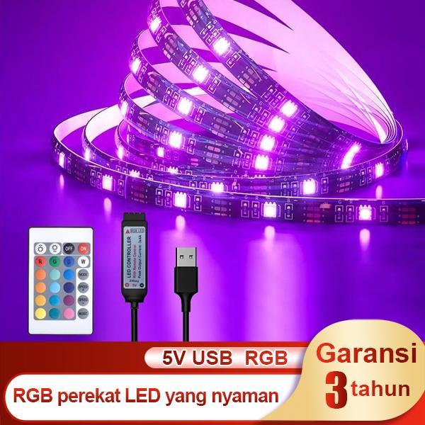Lampu Strip LED RGB USB CCTV 5050 Putih Hangat IP44 1-5M 5V + Remote Control 5050 lampu karakter