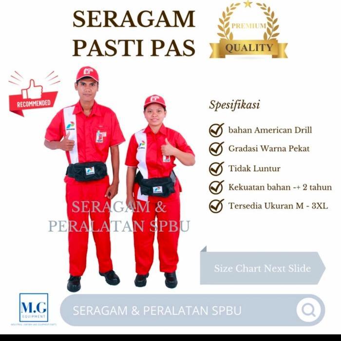 TERLARIS Seragam pegawai spbu pom bensin Pertamina baju topi tas pertalite