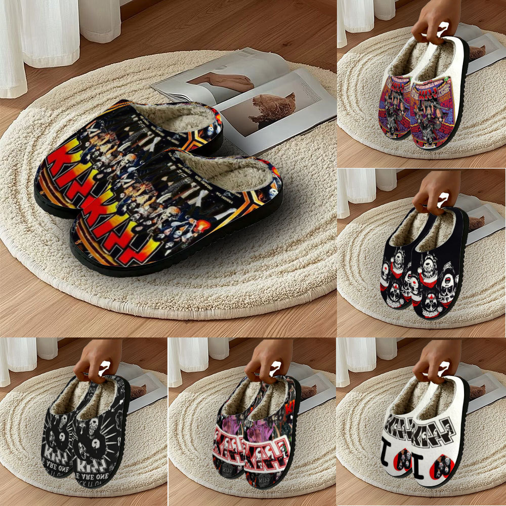 Home Cotton Custom Slippers Mens Womens Sandals Camouflage Classic Band K-Kisses Plush Bedroom