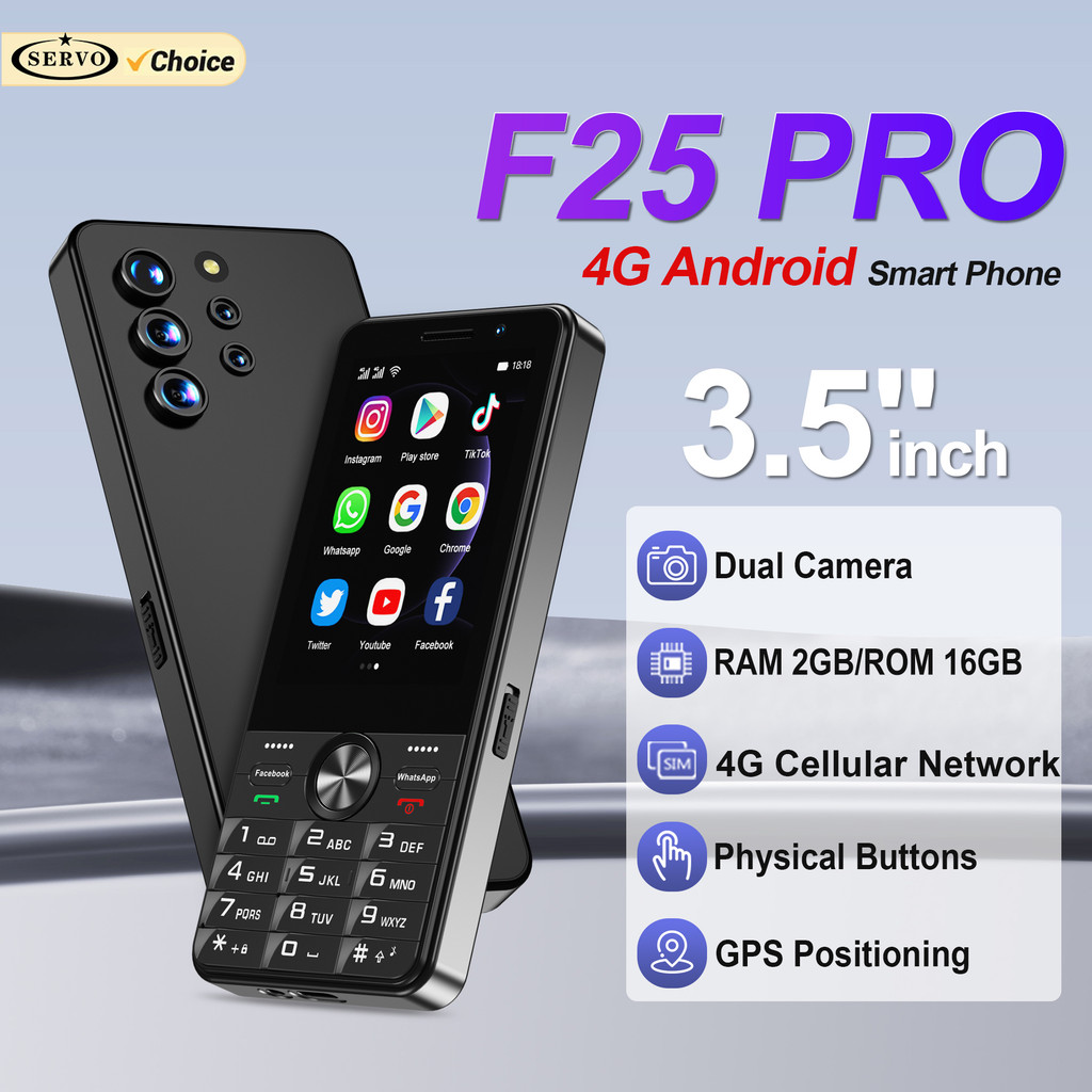 SERVO F25 PRO Android Smartphone 4G LTE 3.5" Touch Screen 2GB+16GB Play Store GPS FM Radio Button
