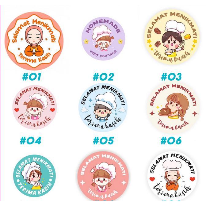Stiker Roll Isi 500 Pcs Selamat Menikmati Lucu Imut Untuk Tempel Di Box Makanan Plastik Packaging
